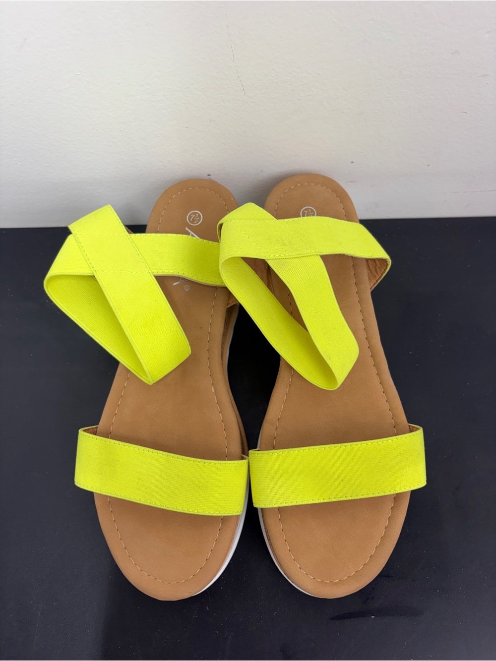 Anna Neon Yellow Cross-Strap Sandals